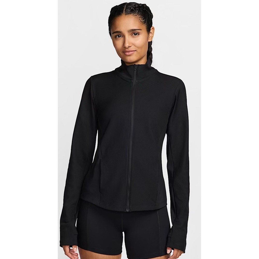 Size L - Women's Nike One Rib Dri-FIT Full Zip Black Training Jacket HJ5396-010